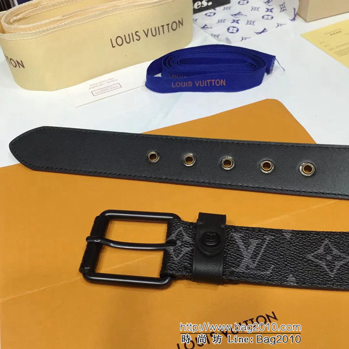 路易威登LV 匠心之作 Voyager腰帶 飾有啞光黑色 Ardillon搭扣 男士皮帶  xfp1124
